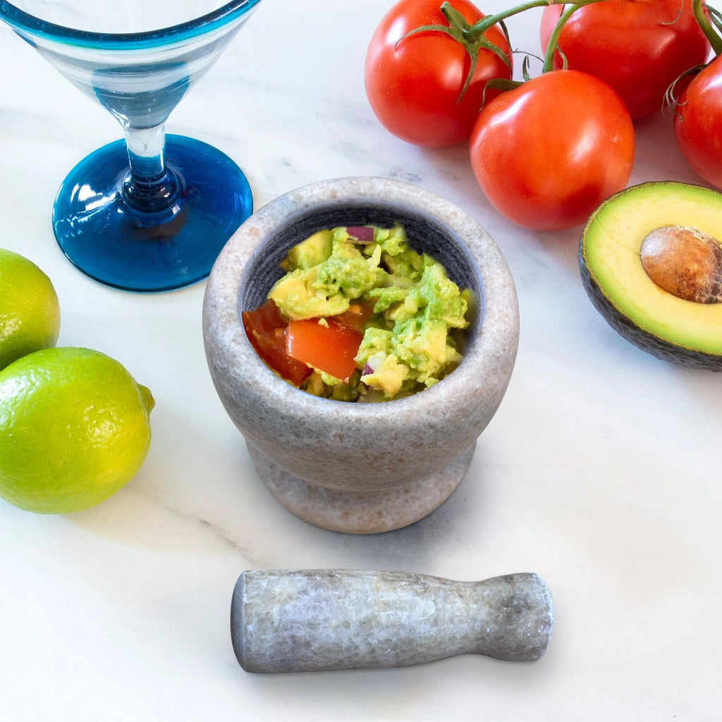 Premium Polished Marble Pestle and Mortar Set, Herb Crusher, Spice Grinder, Guacamole Bowl