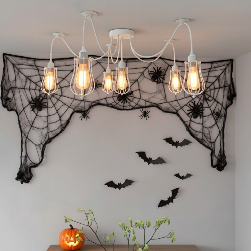 Modern Adjustable 5-Way Spider Pendant Light with White Metal Cone Shades