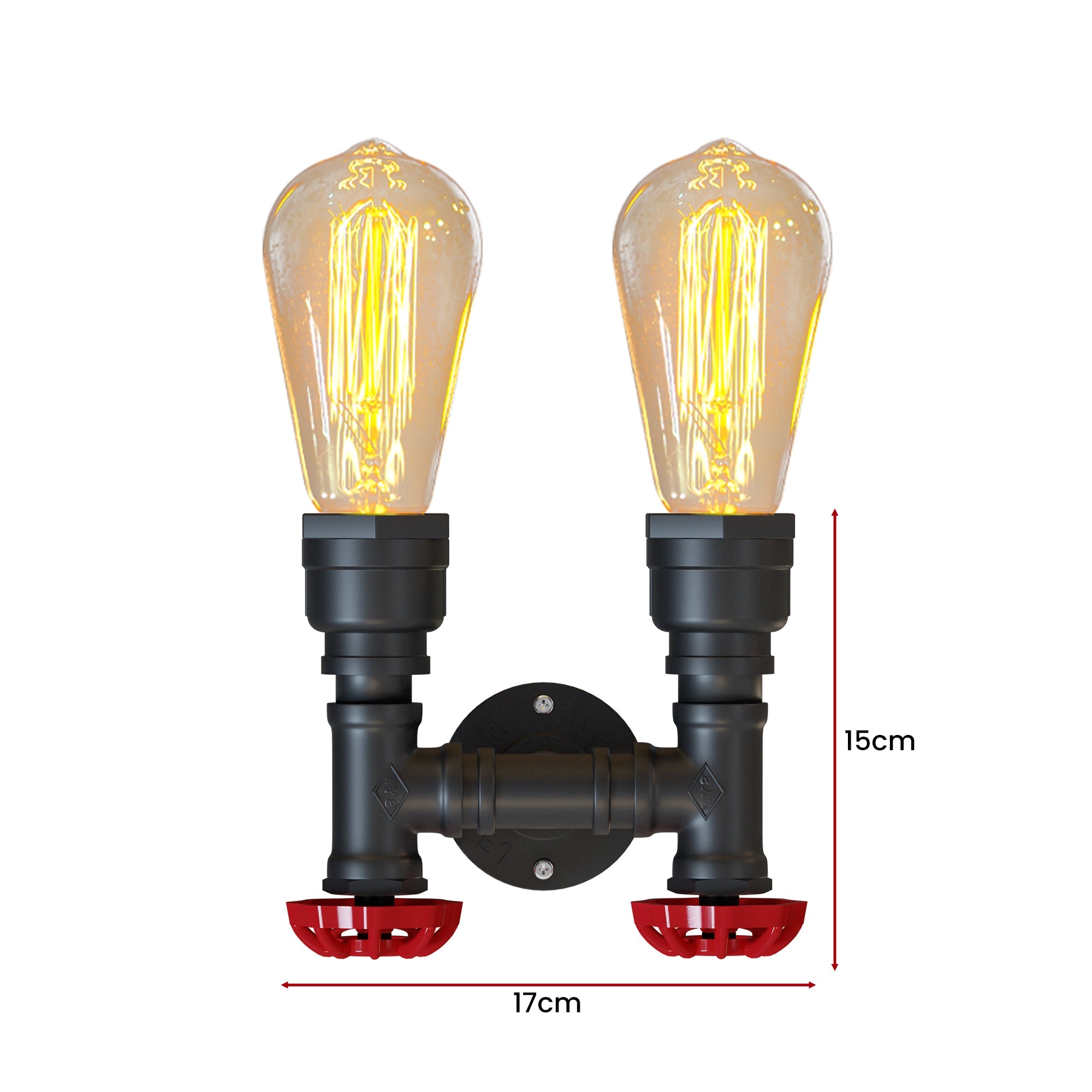 Rustic Industrial Steampunk Twin Metal Water Pipe Wall Light Sconce Fixture