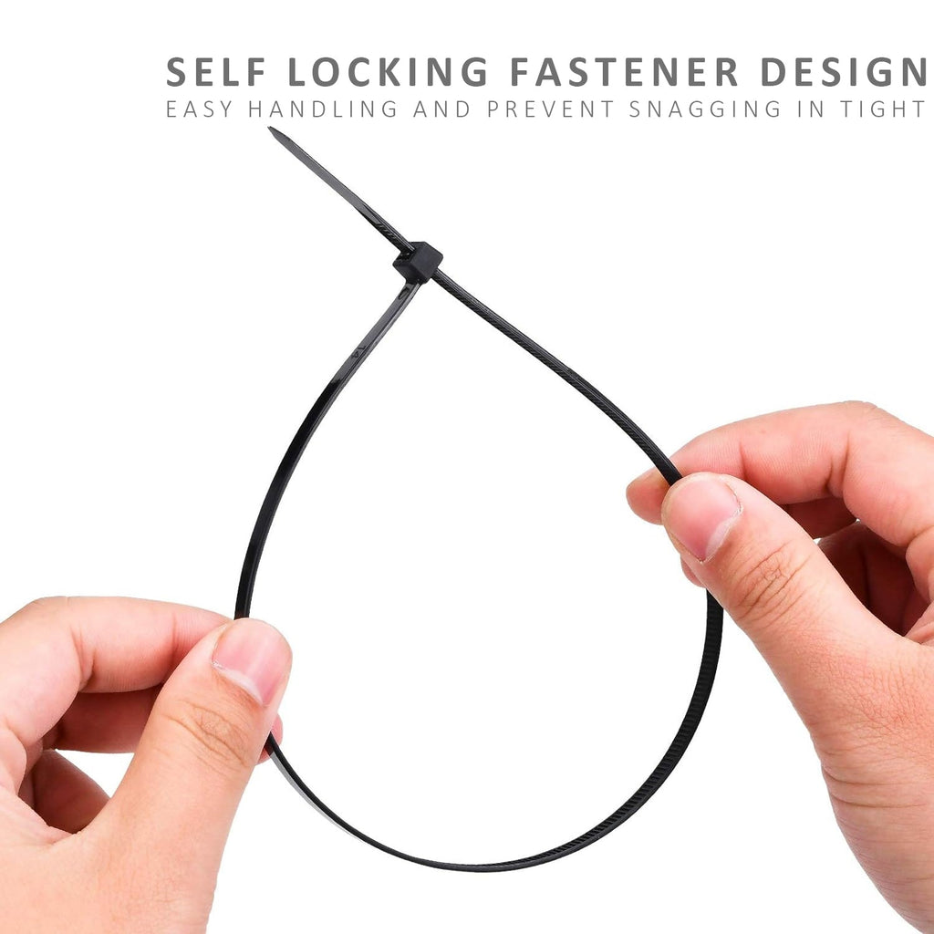 Durable Black Nylon Self-Locking Cable Ties for Heavy-Duty Wire Organization (100 Pack)