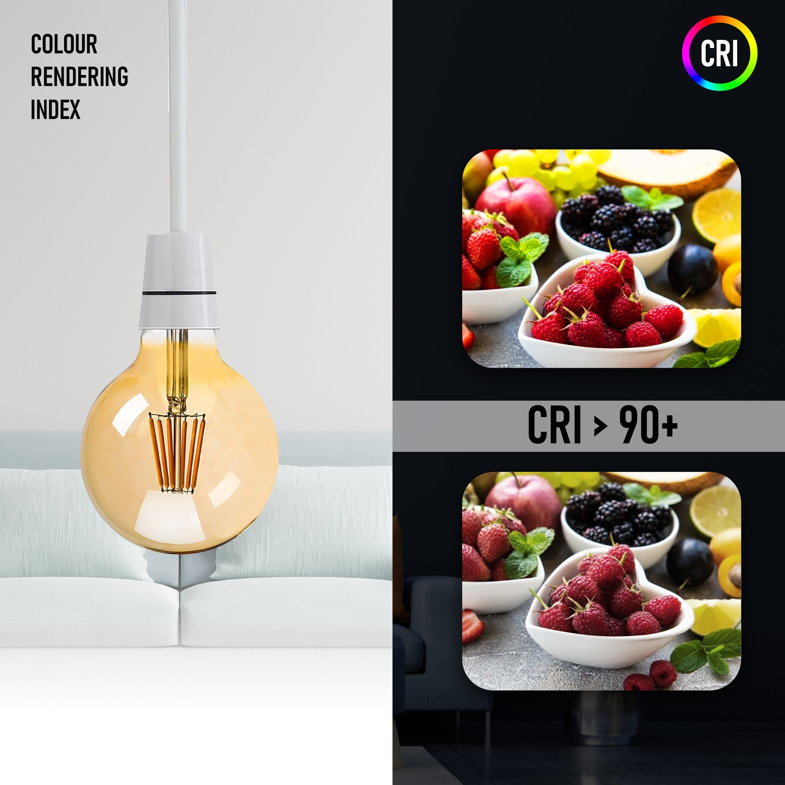 3-Pack G125 E27 8W Dimmable Vintage LED Amber Globe Bulb