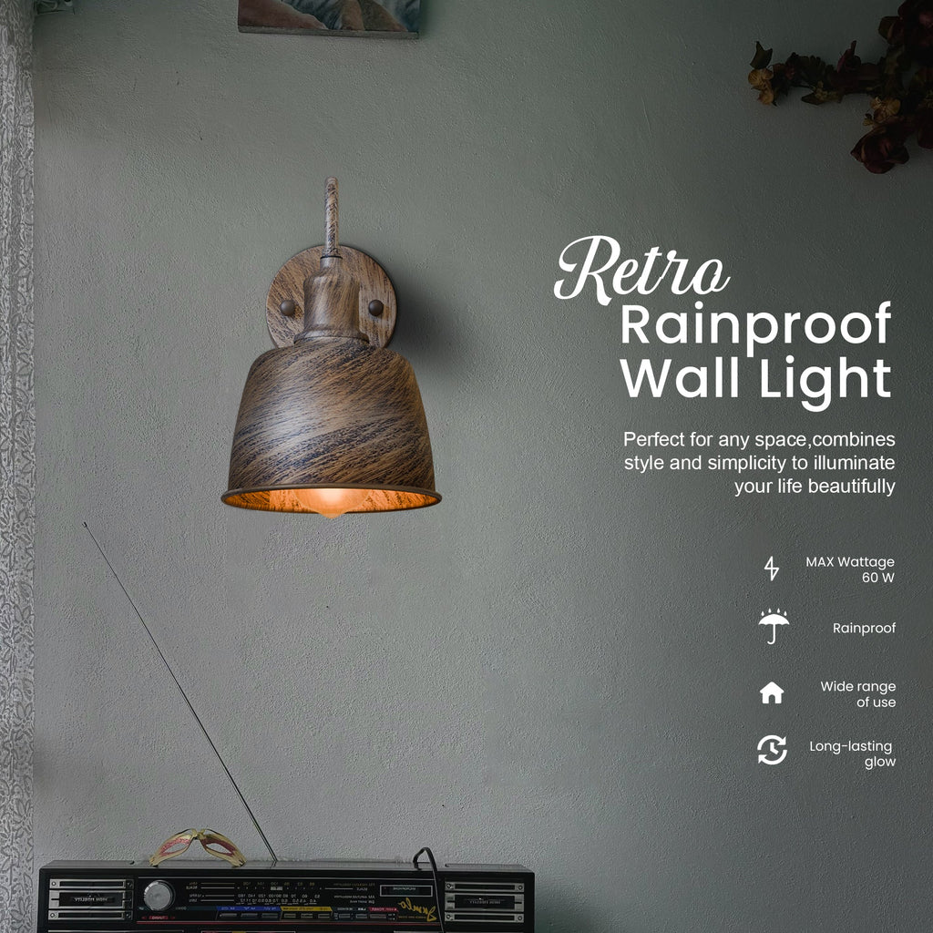 Industrial Outdoor Waterproof Bell Shade Wall Sconce Light, Metal Finish