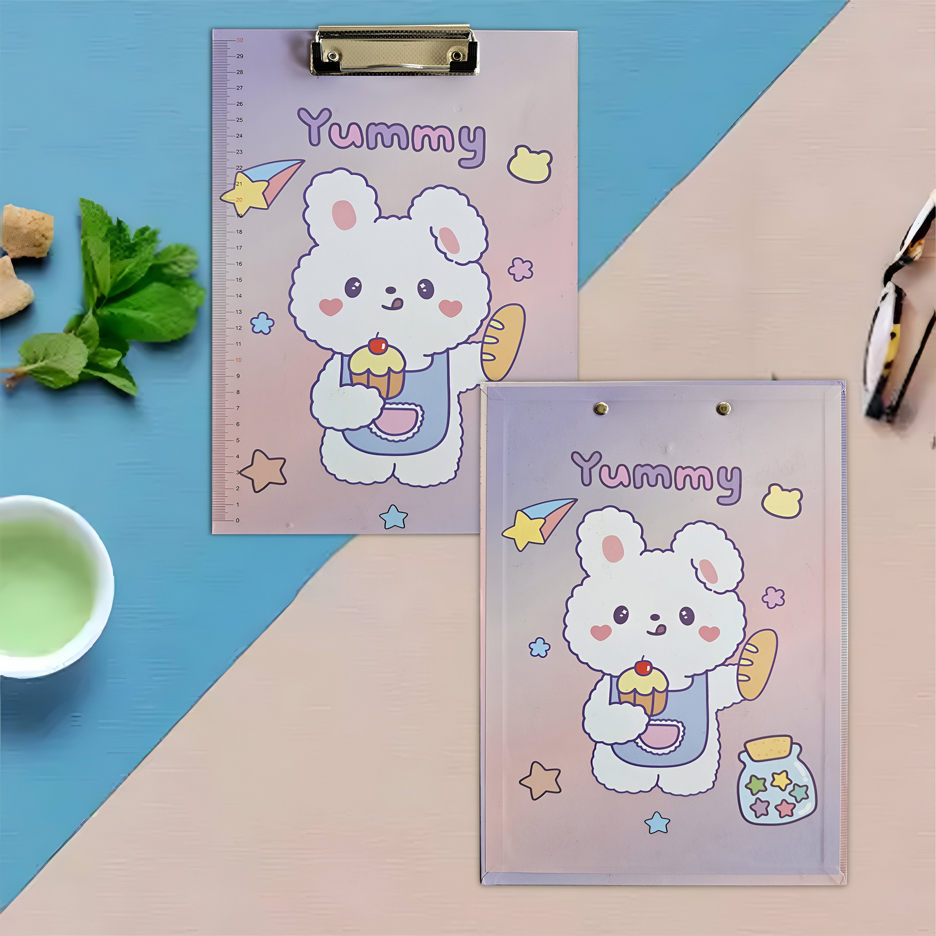 4 Pack A4 Cartoon Design Clipboards with Ruler Scale Edge