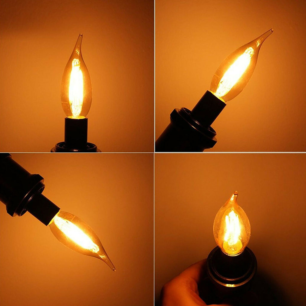 Retro Edison C35 Candle Bulb: 60W E14 Dimmable Warm White Filament Lamp