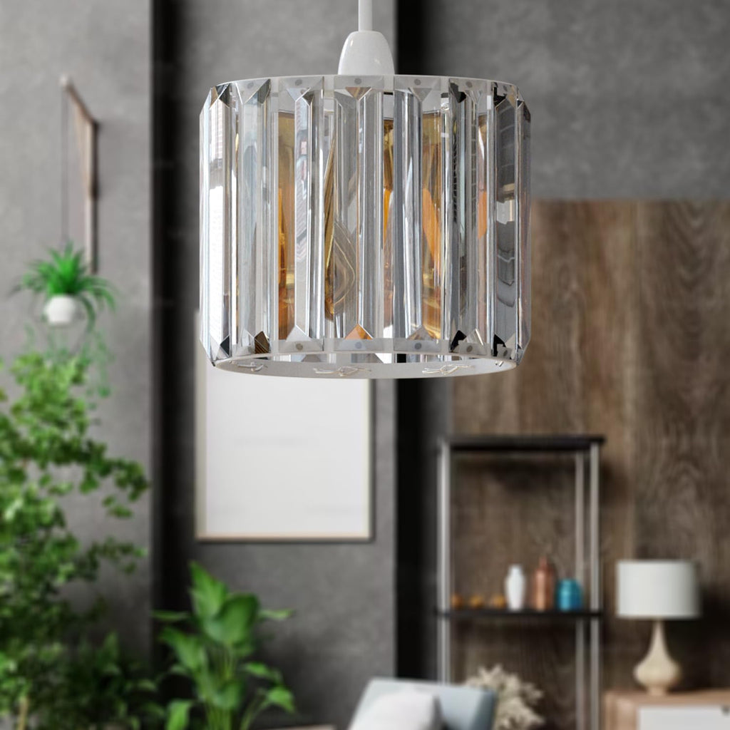 Elegant Crystal Glass Drum Ceiling Lamp Shade - Modern Flush Mount Light Fixture