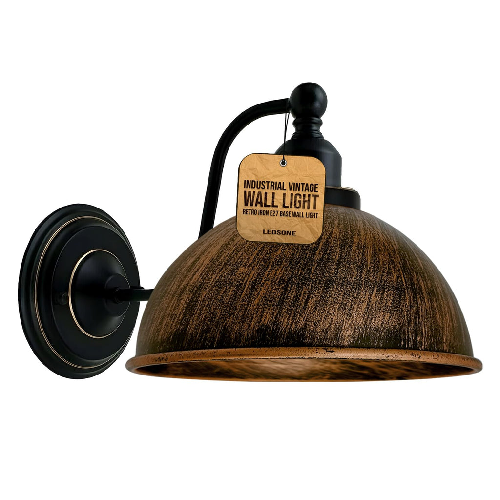 Vintage Industrial Metal Dome Wall Lamp E27 Adjustable Indoor Lighting Fixture