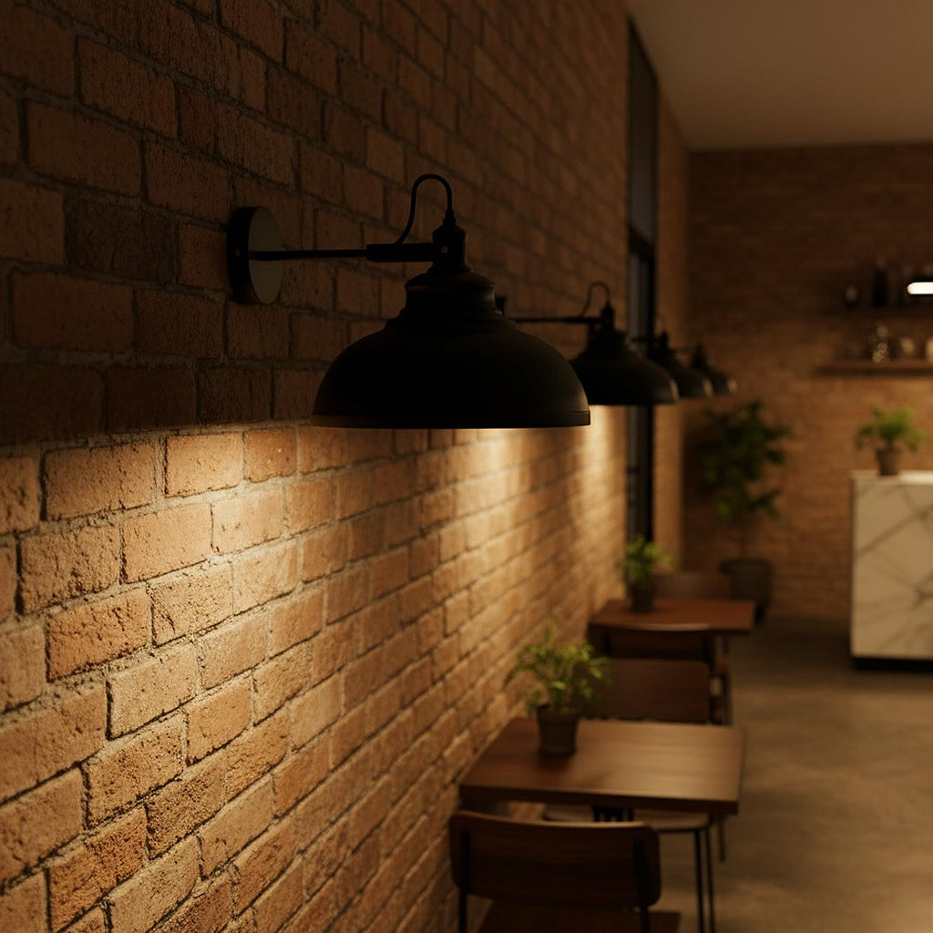 Adjustable Industrial Wall Sconce Light, Matte Black Metal Shade, Modern Design
