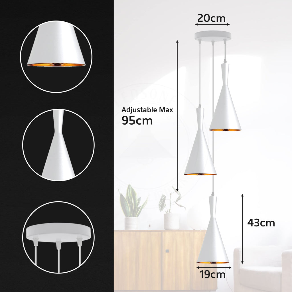Industrial Metal 3 Head Ceiling Lamp Fixture ~6317