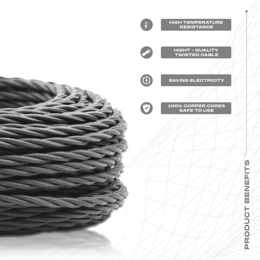 Electrical Cable 3 Core Braided Cord
