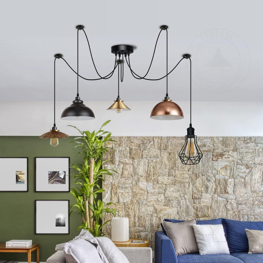Industrial Vintage 5 Way Ceiling Chandelier Light ~6309