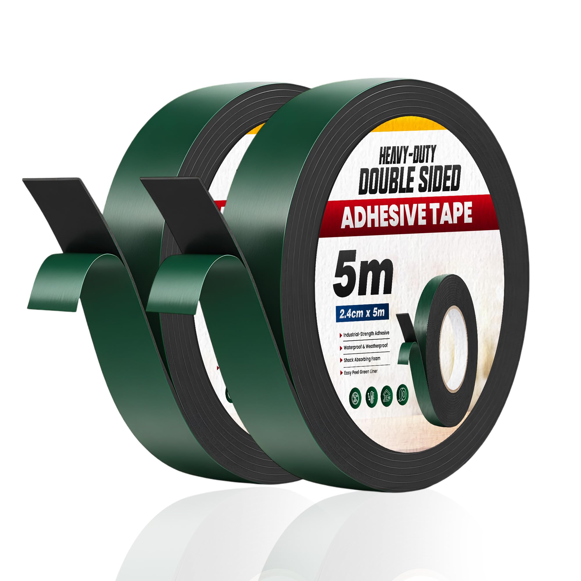 LEDSone Black 2.4cm x 5m Heavy Duty Waterproof Double Sided Tape ~6257