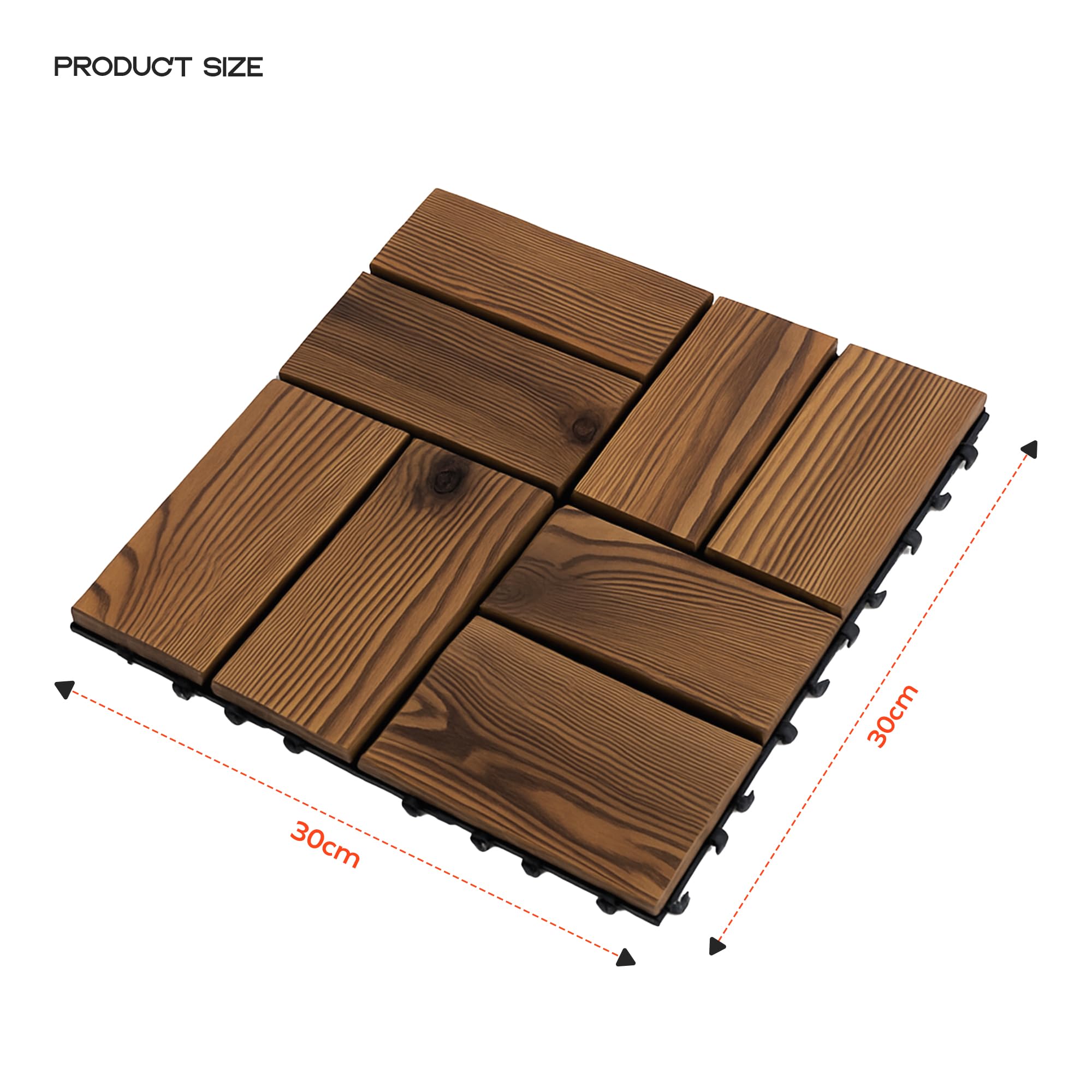 Outdoor Wooden Look Composite Decking Tiles 30cm ~6355