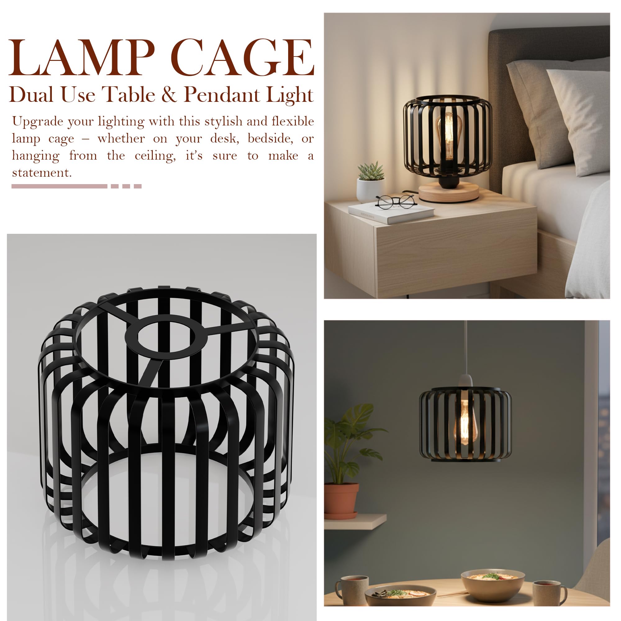3 Pack Modern Designer E27 Metal Cage Ceiling Light Shades Kit