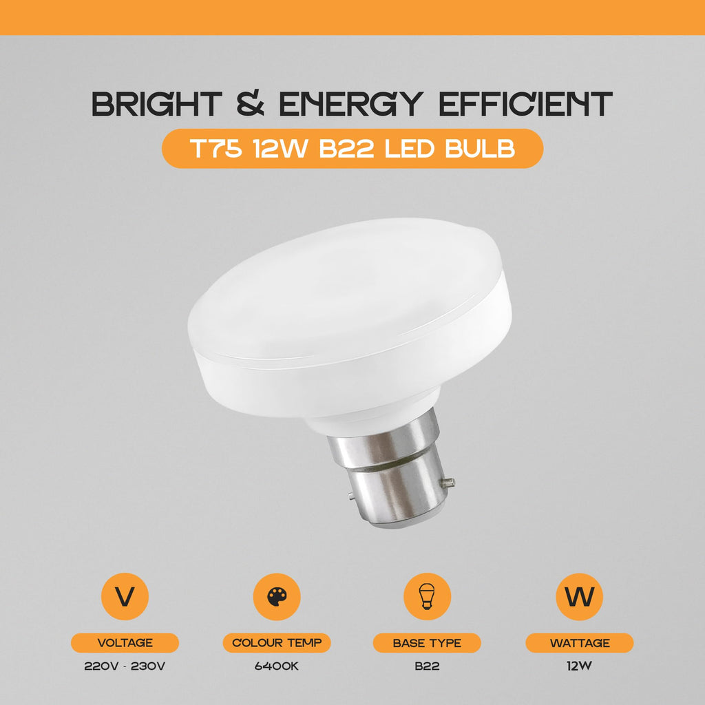 T75 B22 LED Bulb 12W 6400K Cool White Home Spotlight~6290