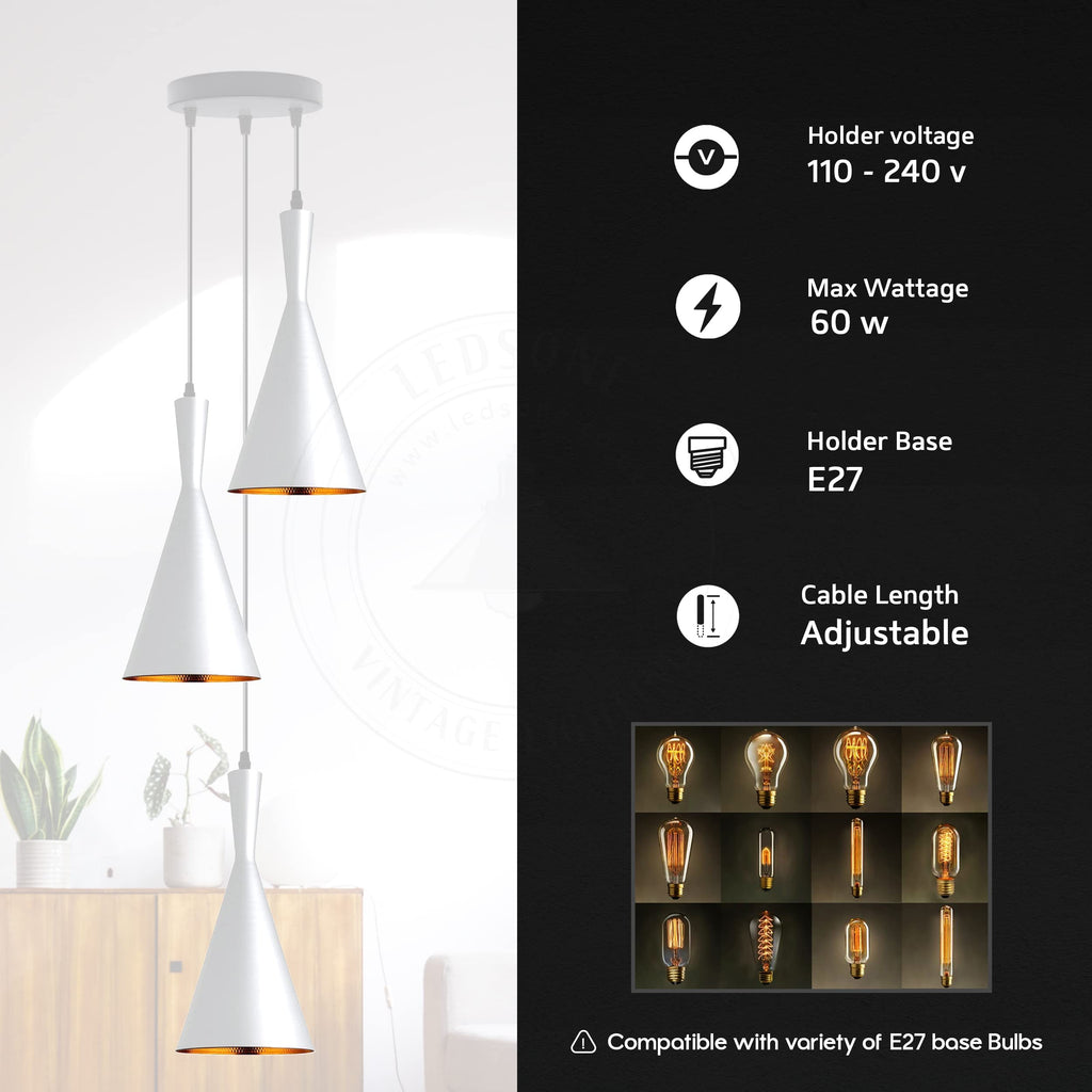 Industrial Metal 3 Head Ceiling Lamp Fixture ~6317