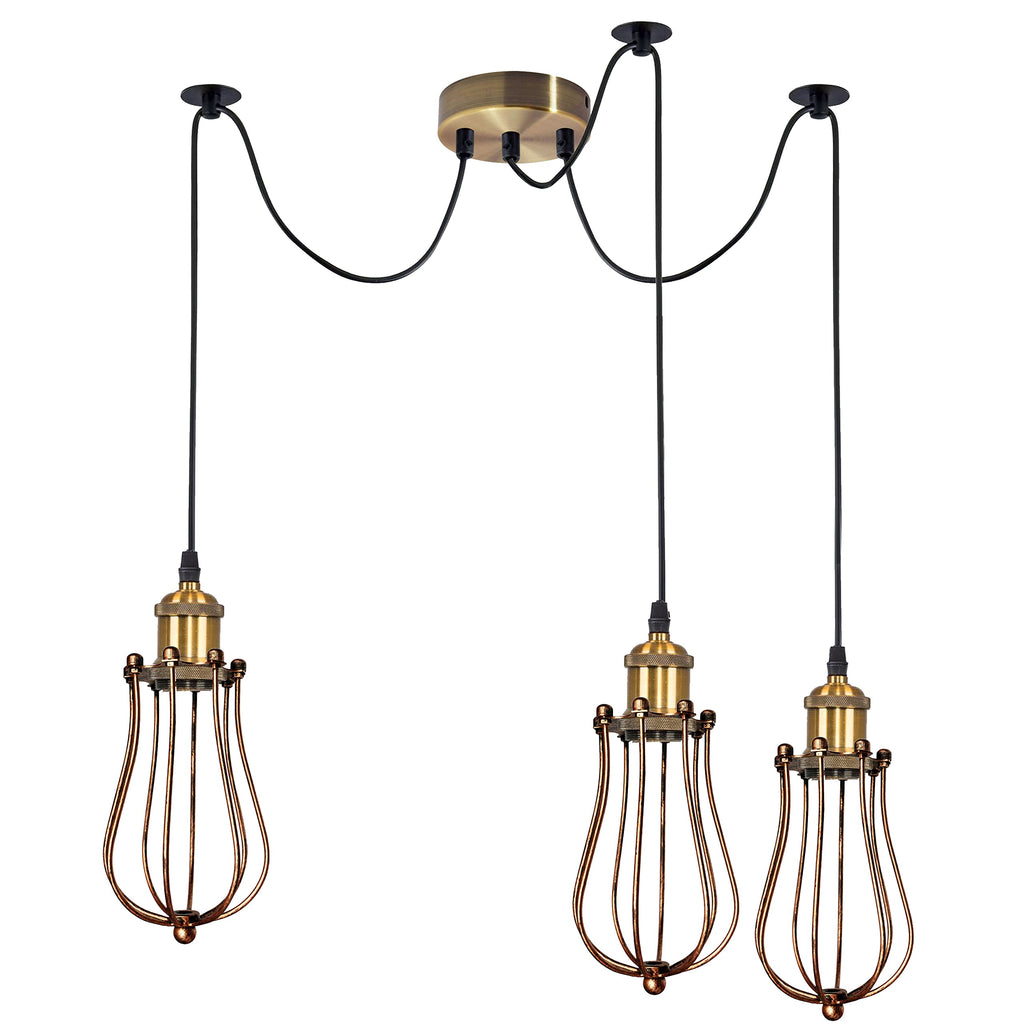 Industrial Modern Copper Finish Adjustable Pendant Light Fixture for Kitchen Home
