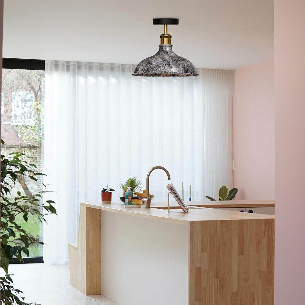 Industrial Metal Flush Mount Ceiling Light Fixture ~6288