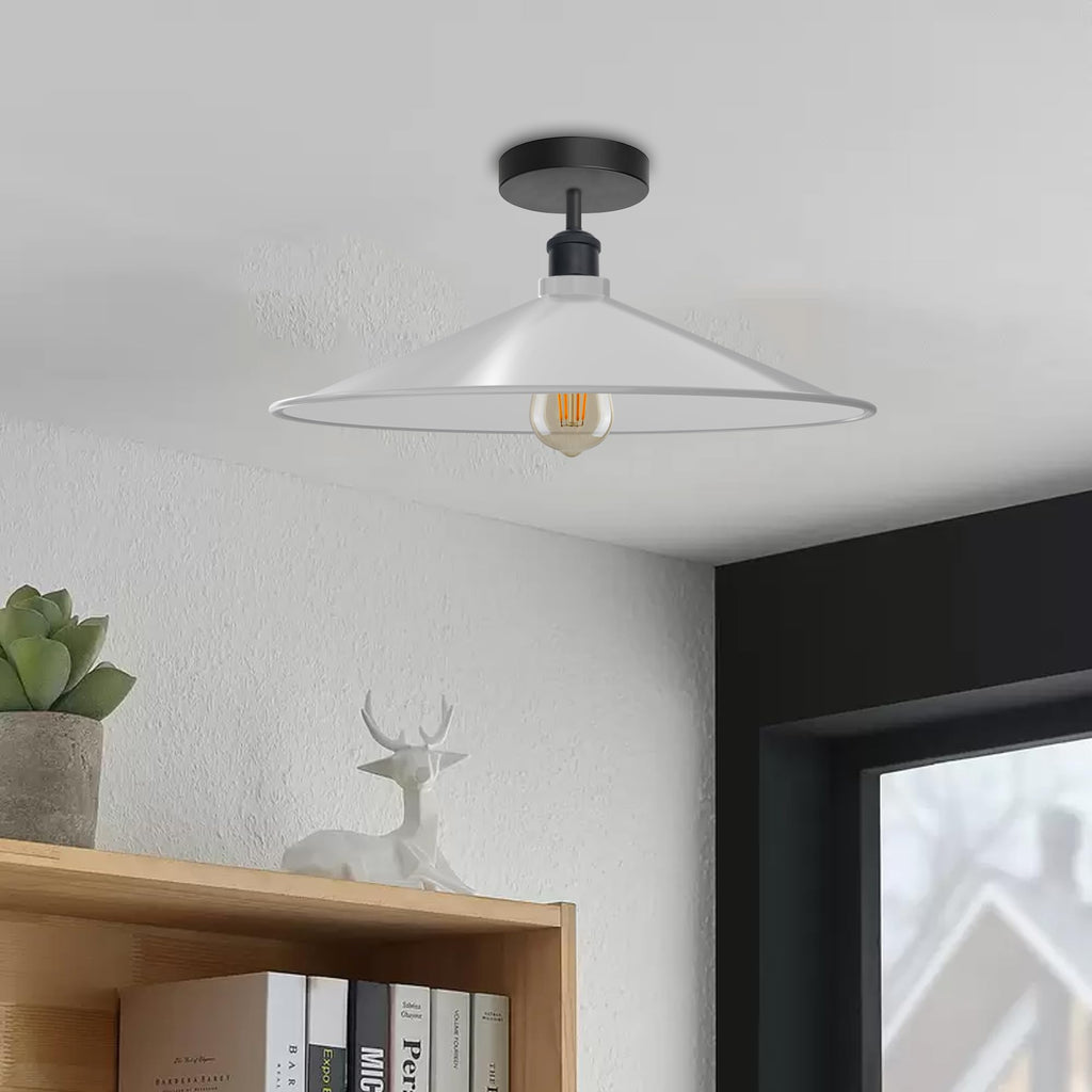 Sleek Industrial LED Flush Mount Ceiling Light, Dimmable, E27 Bulb Compatible
