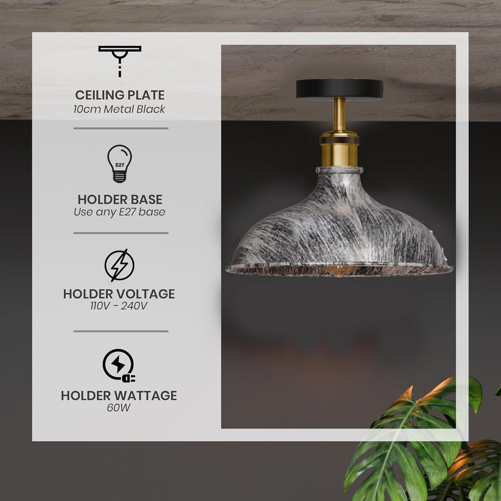 Industrial Metal Flush Mount Ceiling Light Fixture ~6288