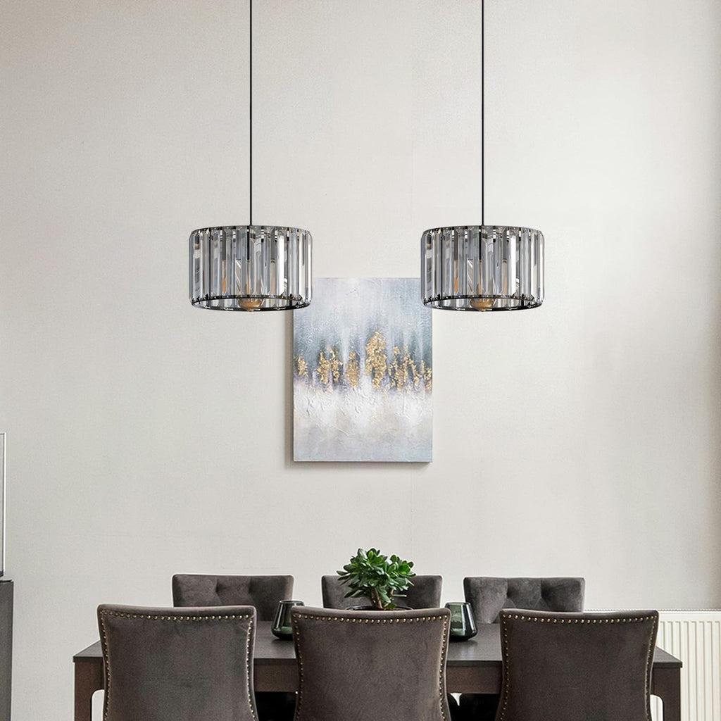 Elegant Crystal Glass Drum Ceiling Lamp Shade - Modern Flush Mount Light Fixture