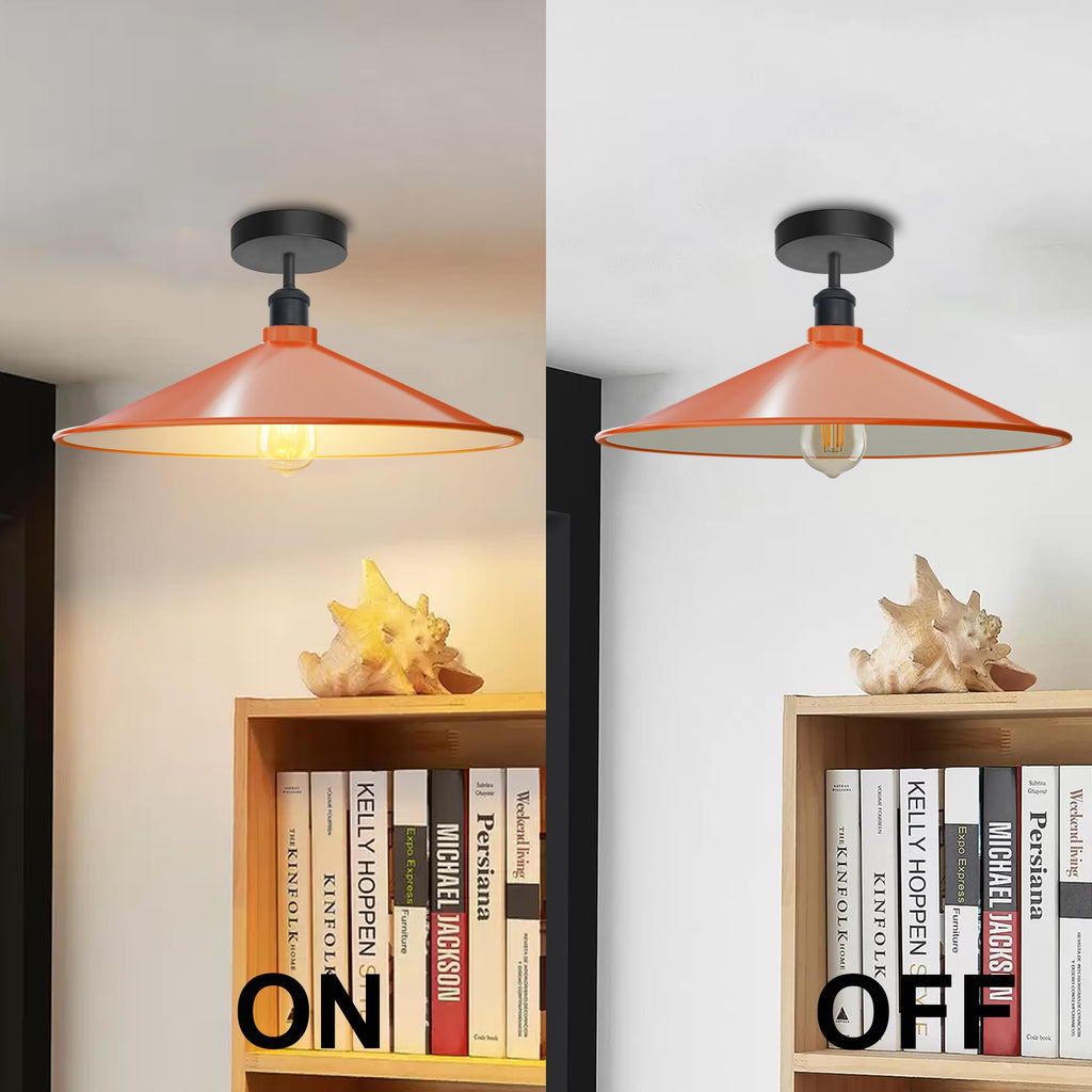Sleek Industrial LED Flush Mount Ceiling Light, Dimmable, E27 Bulb Compatible