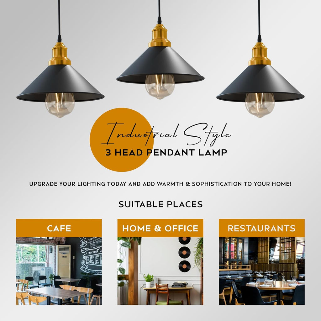 E27 Metaal Hanglamp 3 Lampen In Hoogte Verstelbaar ~6068