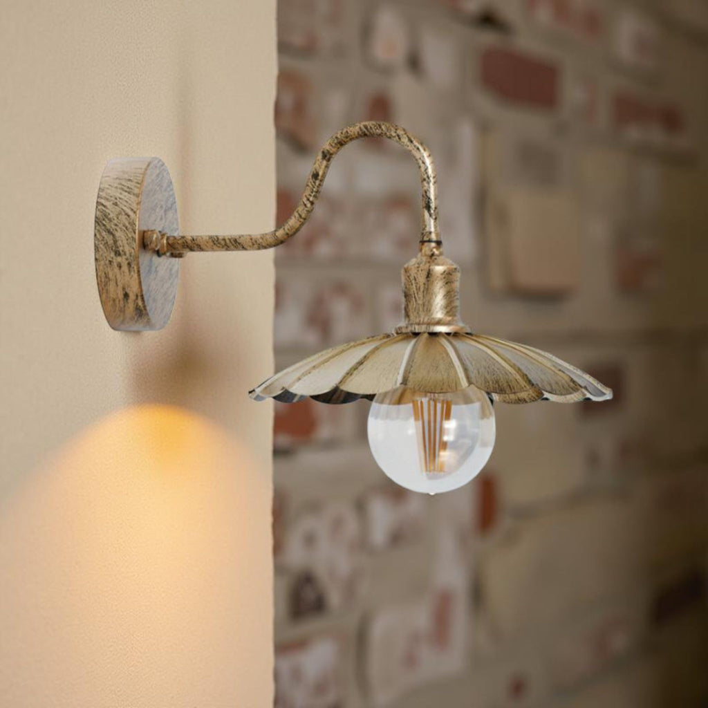 Vintage Outdoor Wall Light with Umbrella Shade, Rainproof Metal Sconce Fixture