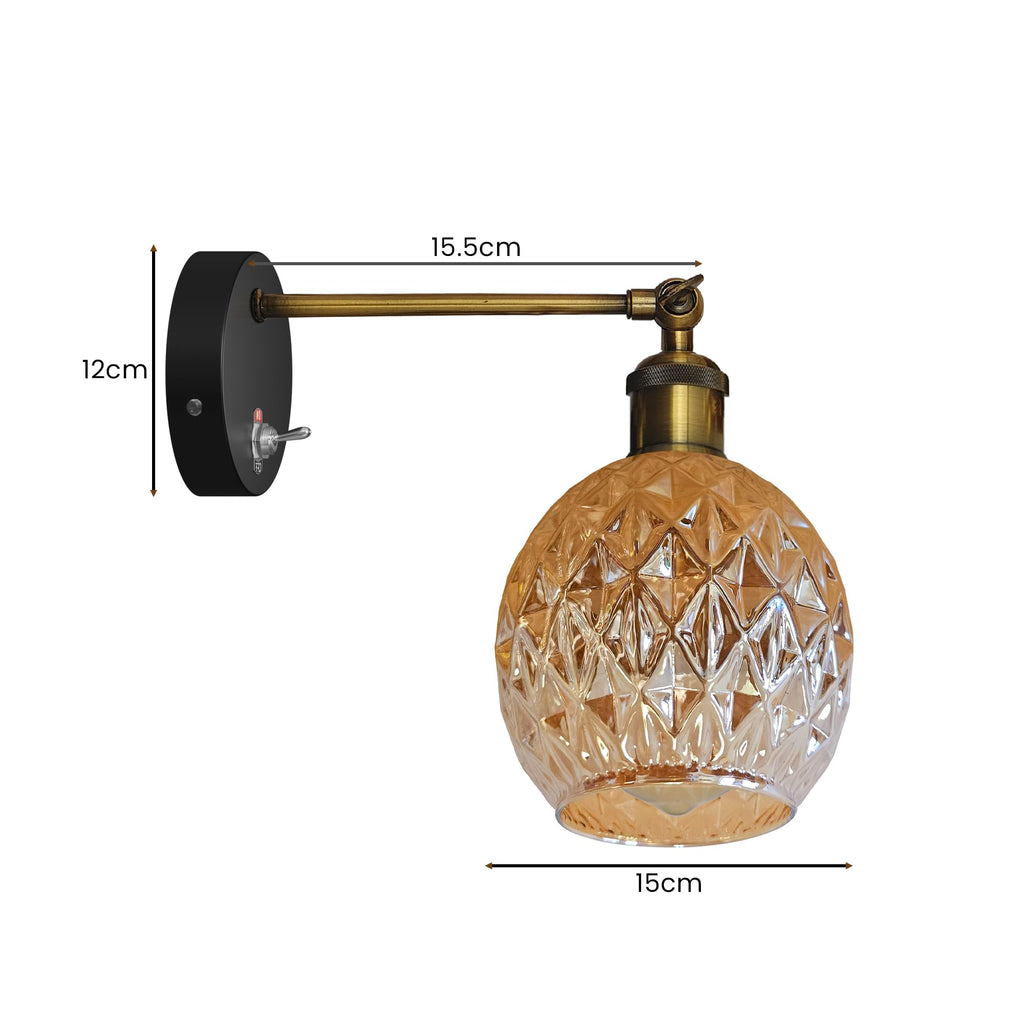 E27 Glass Wall Light With Switch ~6193