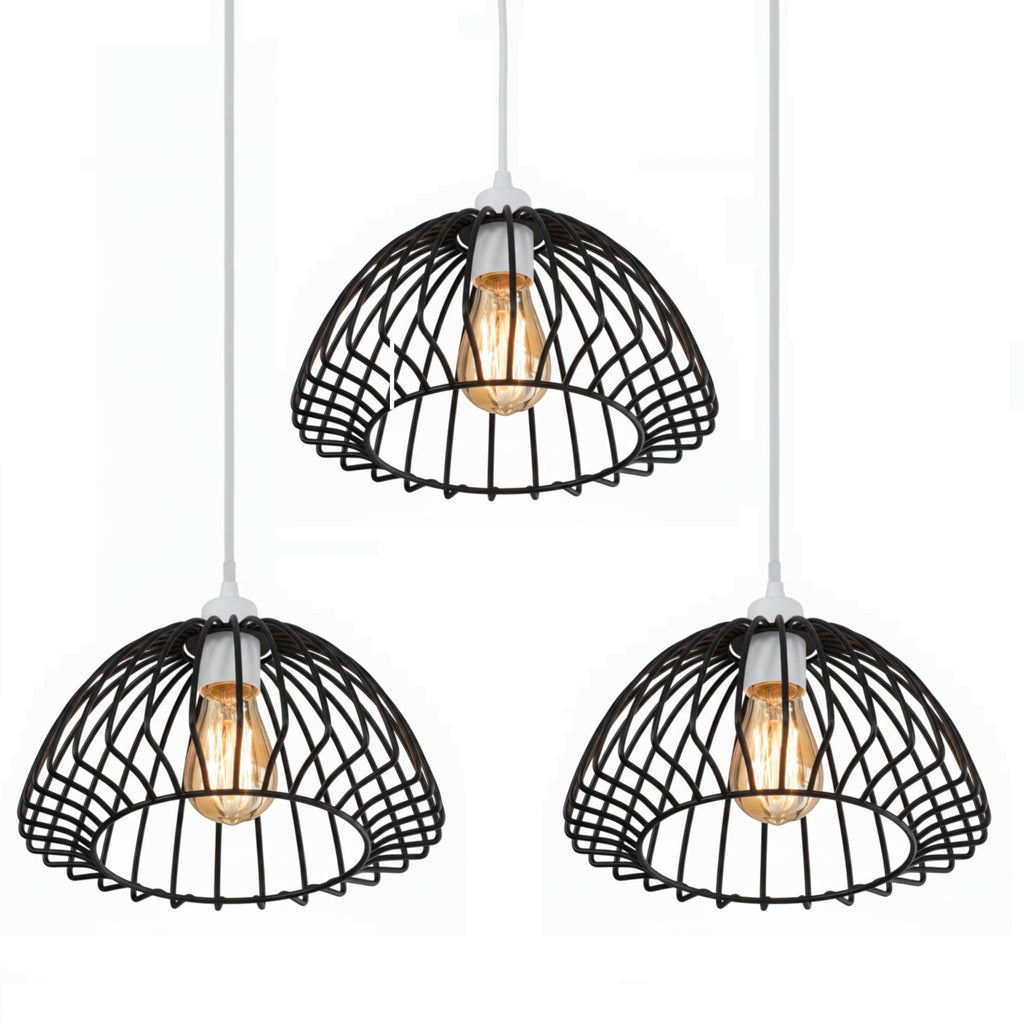 3 Pack Modern Designer E27 Metal Cage Ceiling Light Shades Kit