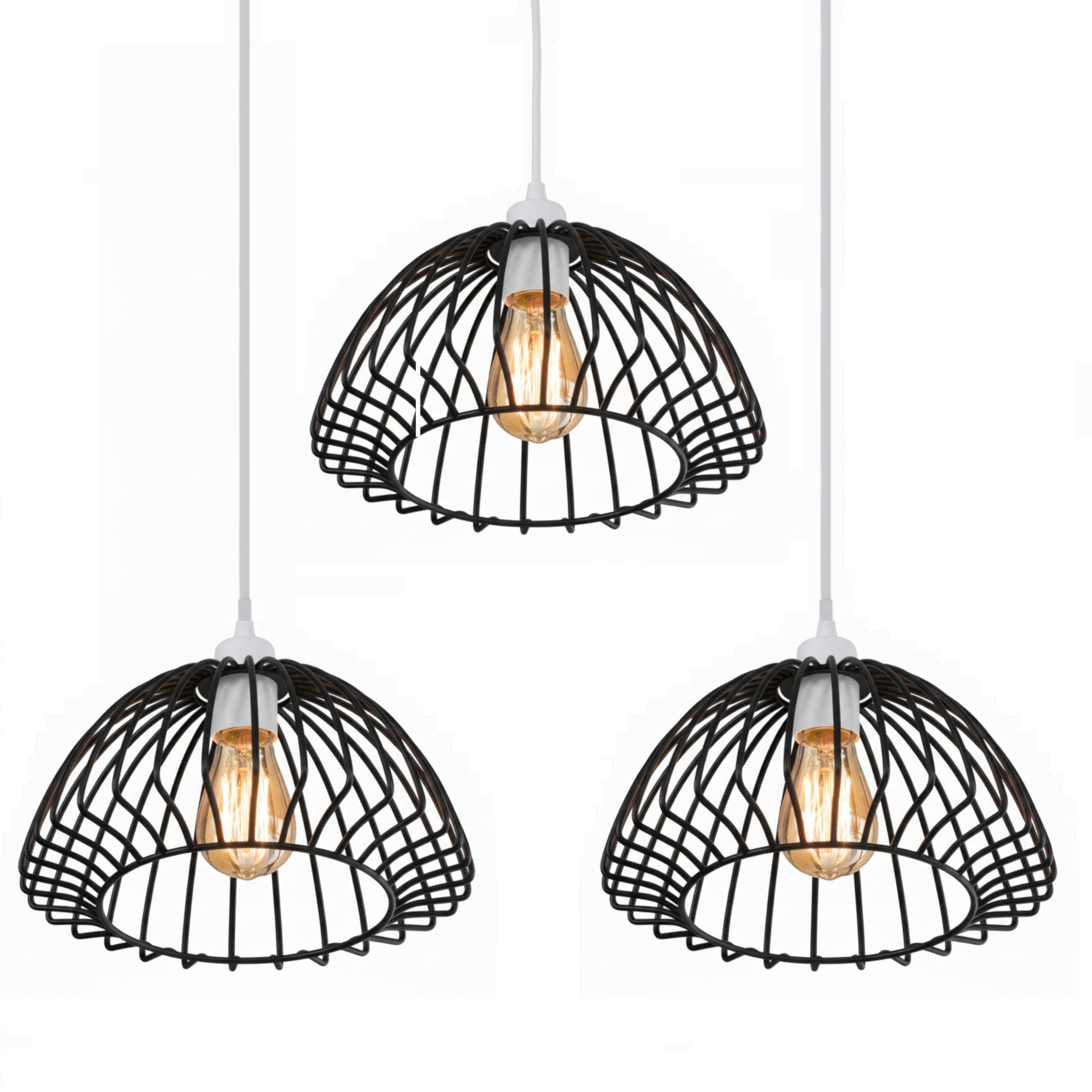 3 Pack Modern Designer E27 Metal Cage Ceiling Light Shades Kit