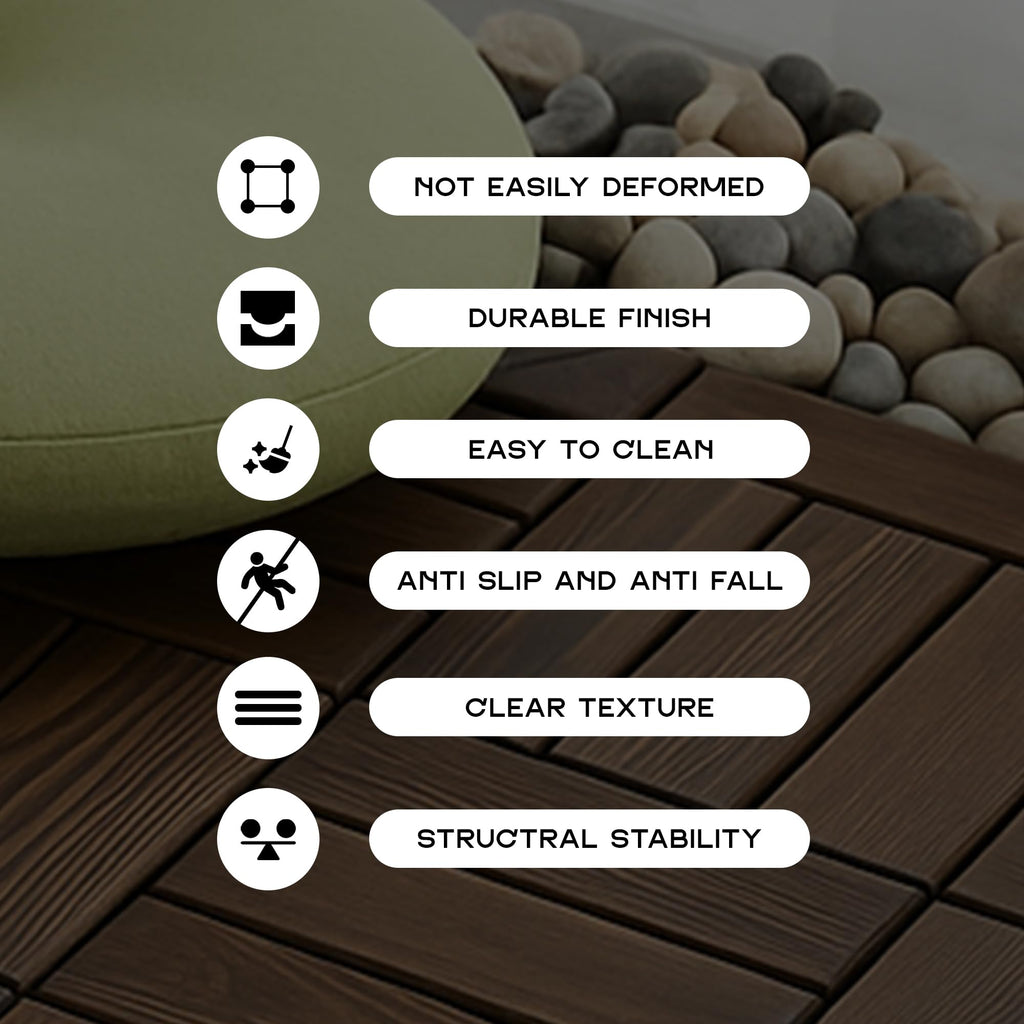 Outdoor Wooden Look Composite Decking Tiles 30cm ~6355