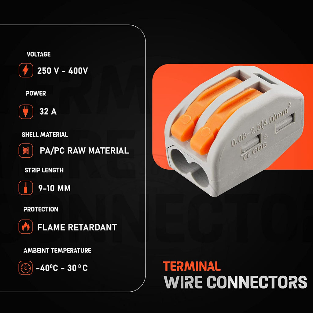 Reusable Spring Lever Electrical Wire Connectors, 2/3/5 Way, Quick Push-In Terminal Block