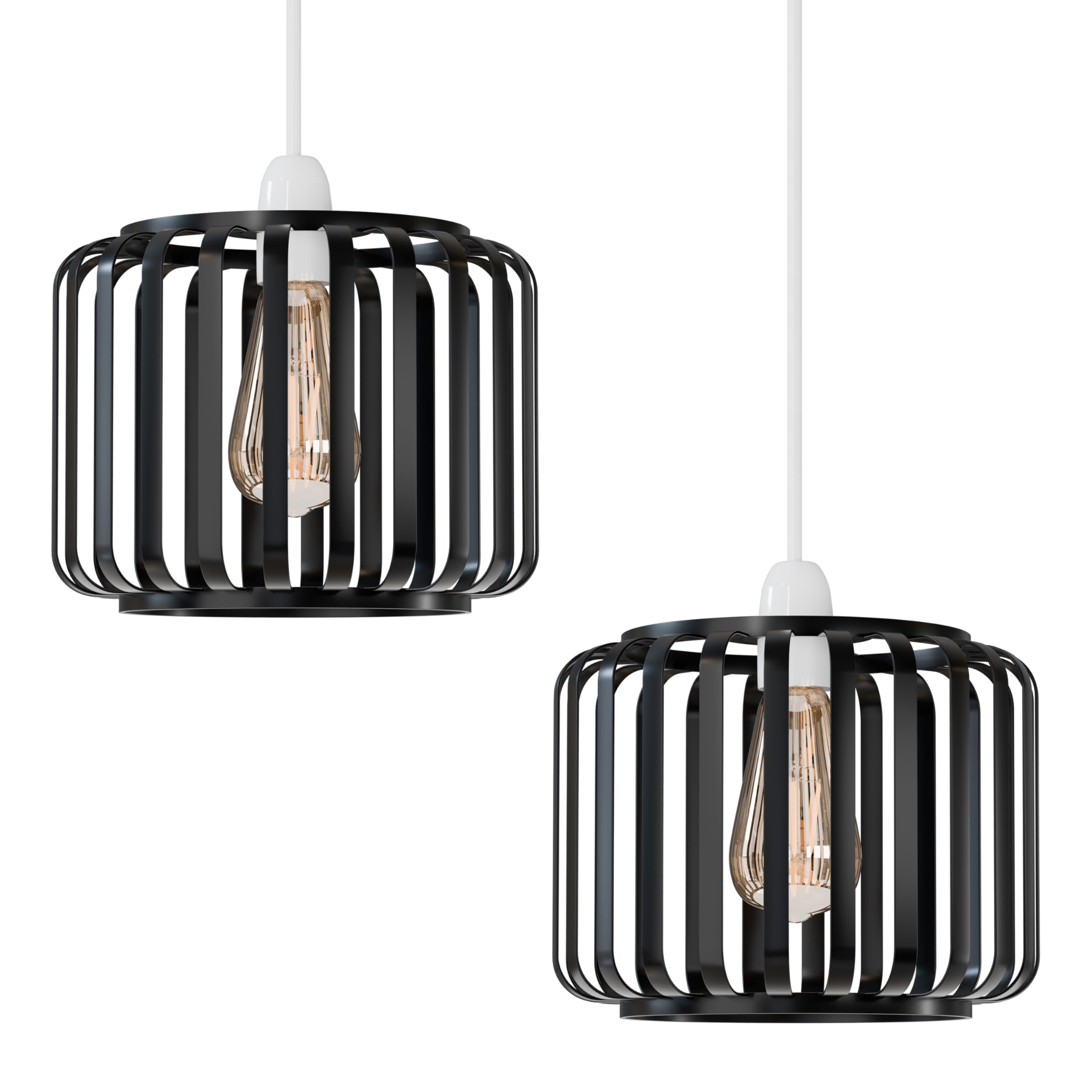 2-Pack Modern Industrial Metal Cage Ceiling Light Shades E27 Fitting