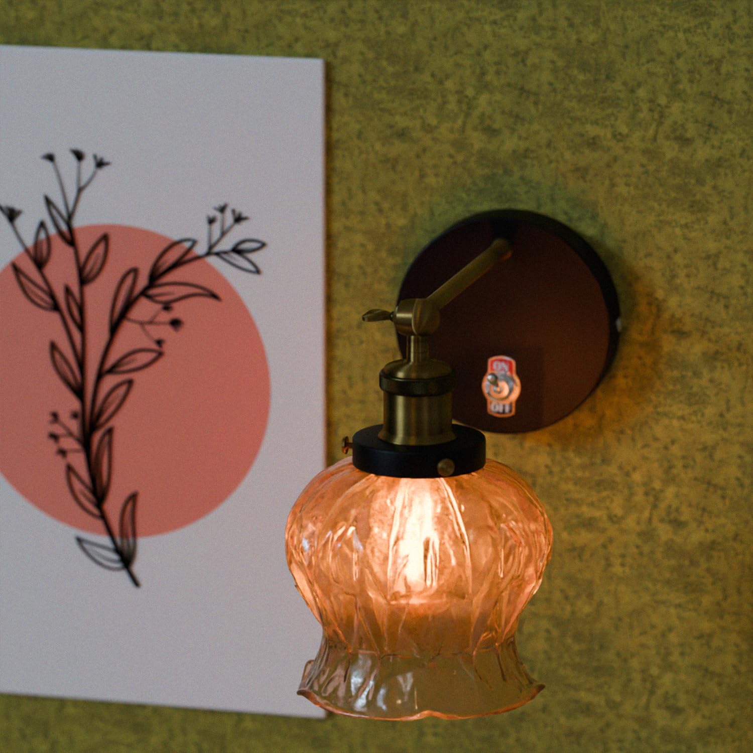 E27 Glass Wall Light With Switch ~6193