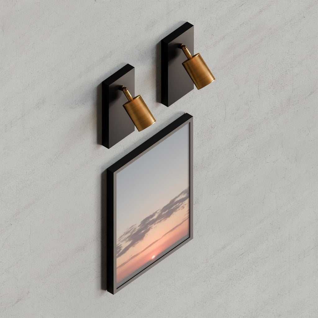 Yellow Brass Wall Spotlight Adjustable Rotating LED Light Feature~6146