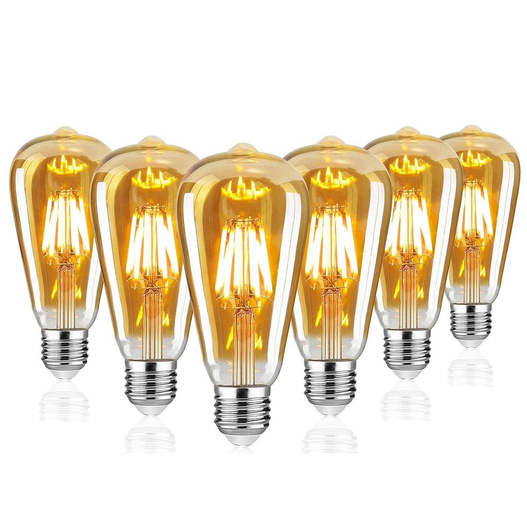 Vintage Dimmable LED Edison Bulb, ST64 E27, Warm Amber Glow Light