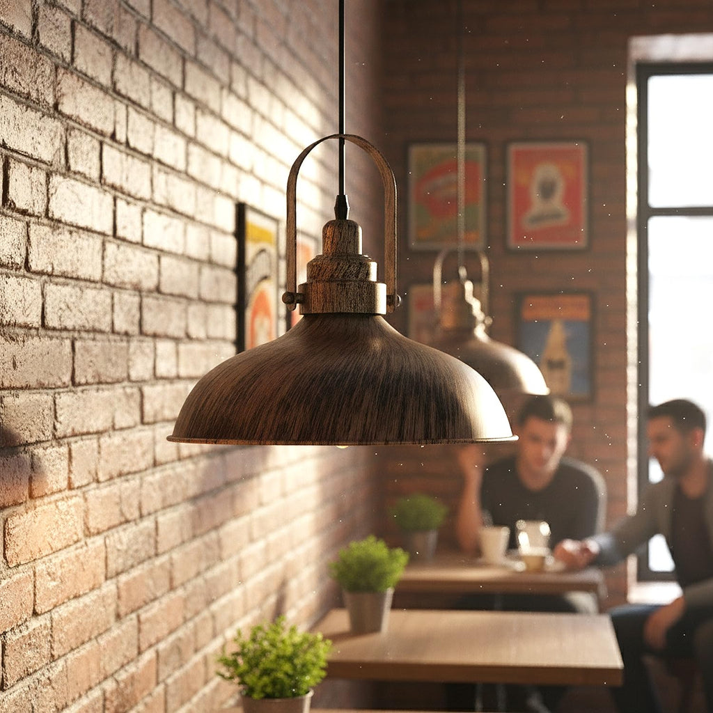 Chic Brushed Copper Metal Vintage Ceiling Pendant Light Fixture, Modern Retro Design