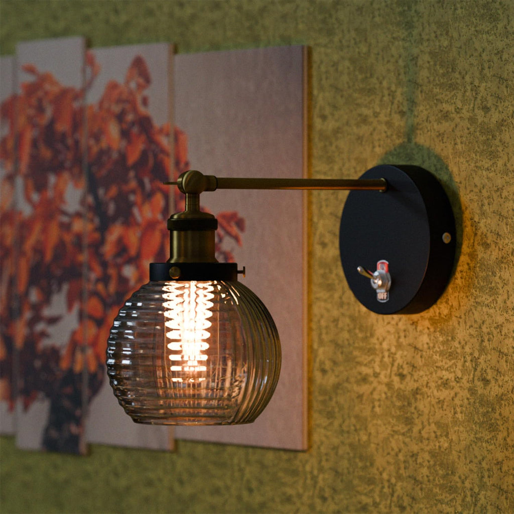 E27 Glass Wall Light With Switch ~6193