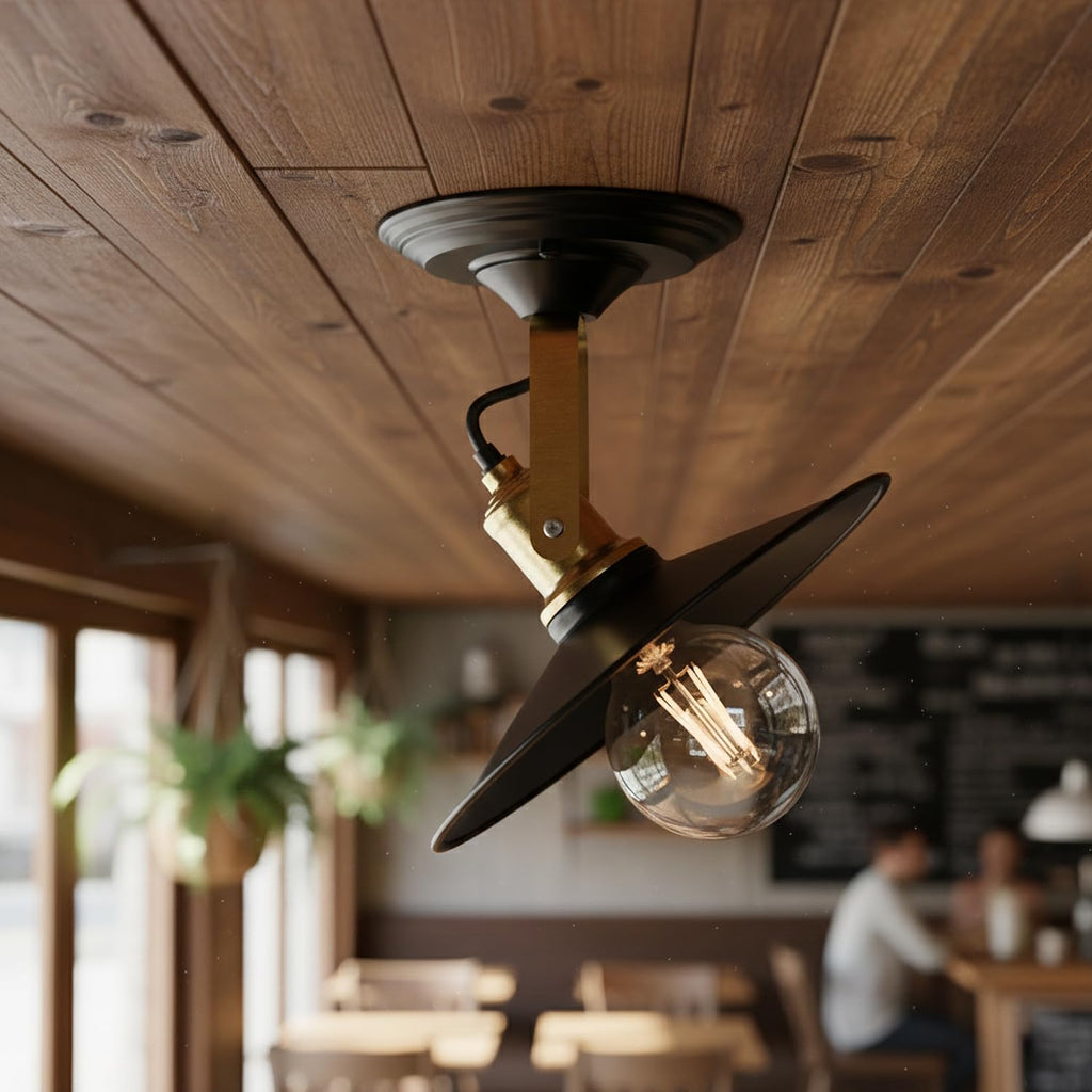 Adjustable Matte Black Flat Shade Industrial Wall Sconce Ceiling Light Fixture