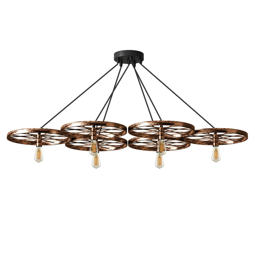 Industrial Vintage Rustic Metal 6-Light Cluster Chandelier Ceiling Fixture