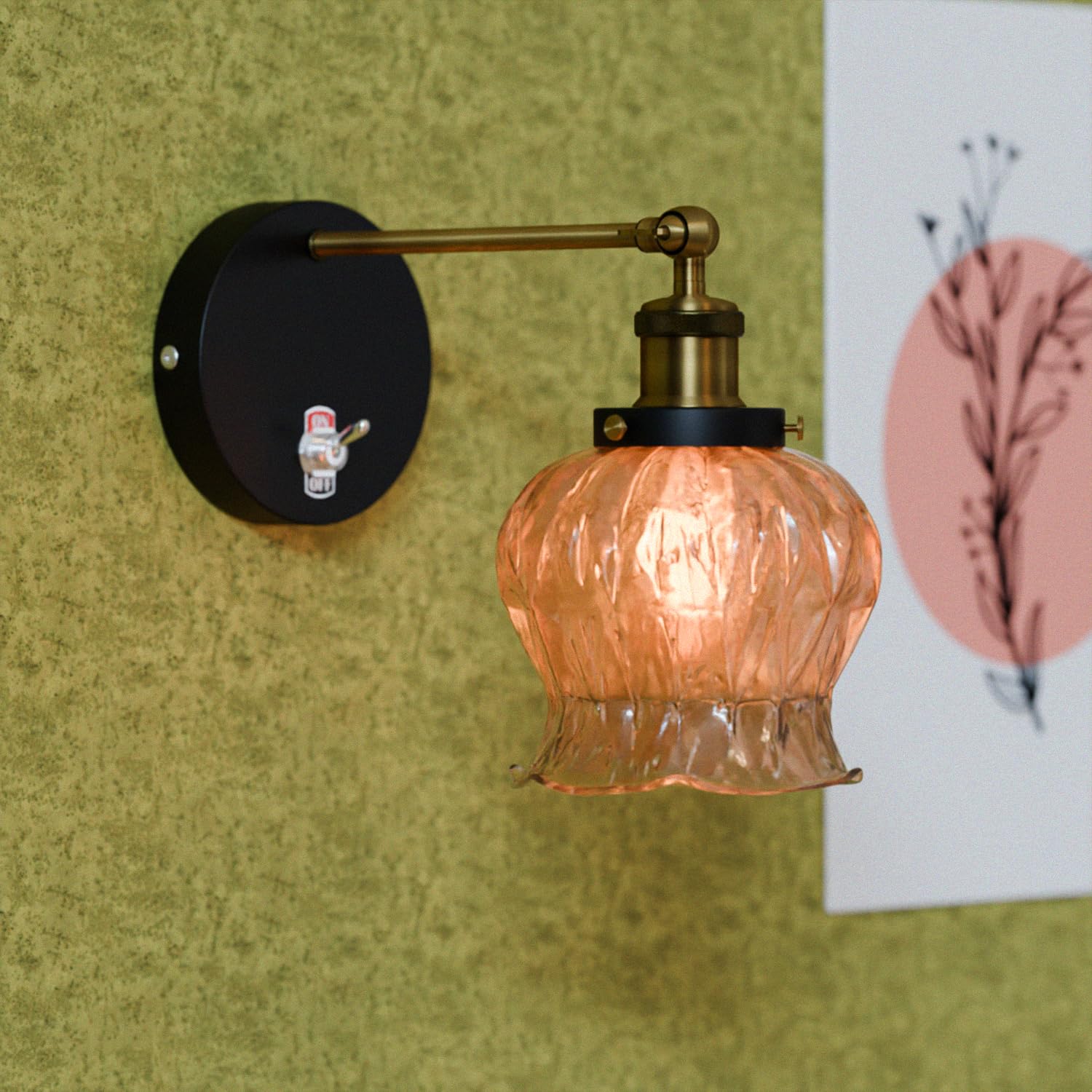 E27 Glass Wall Light With Switch ~6193