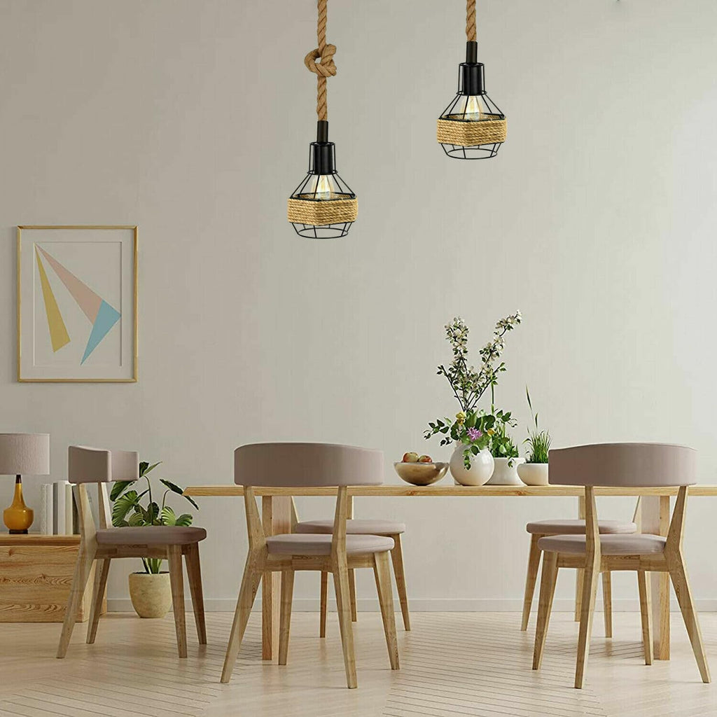 Ceiling Pendant Light Metal Hemp Rope Style ~6203