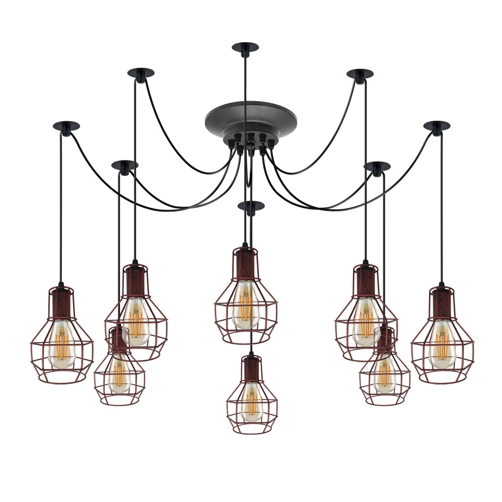 Vintage Industrial Spider Chandelier Pendant Light Kit Metal Cage E27 Ceiling Lamp