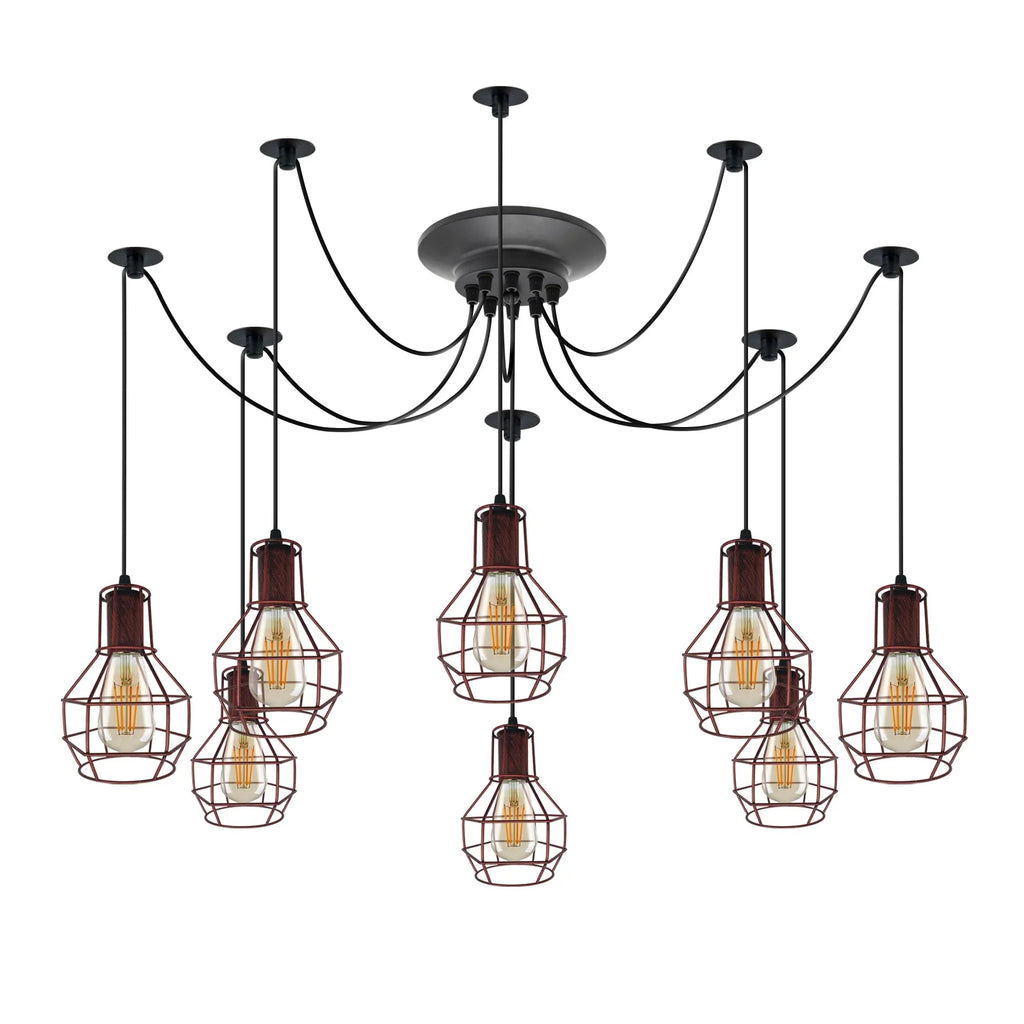 Vintage Industrial Spider Chandelier Pendant Light Kit Metal Cage E27 Ceiling Lamp