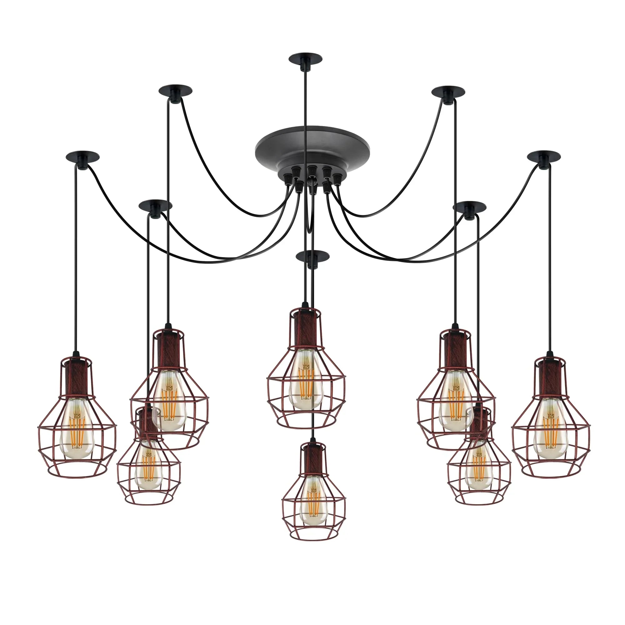 Vintage Industrial Spider Chandelier Pendant Light Kit Metal Cage E27 Ceiling Lamp