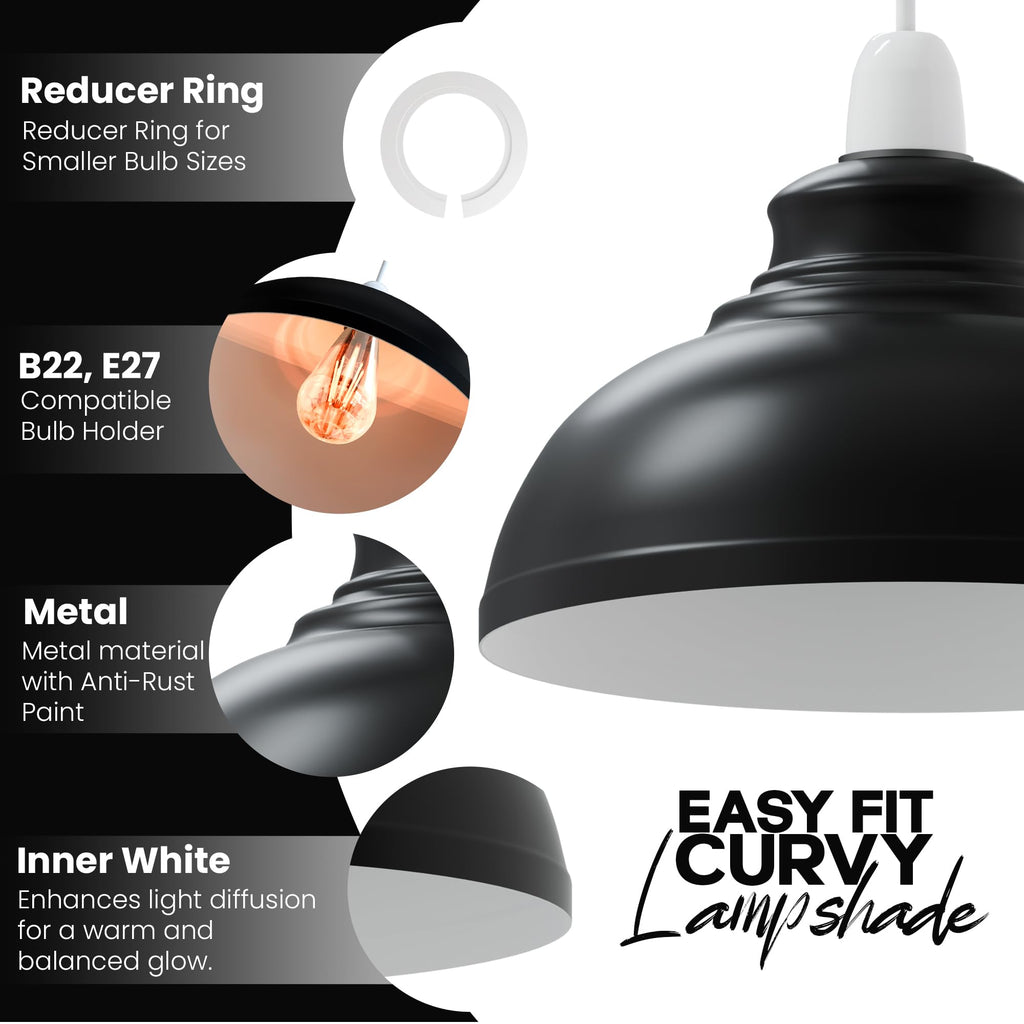 Metal Ceiling Lamp Shade 29cm Easy Fit ~6203