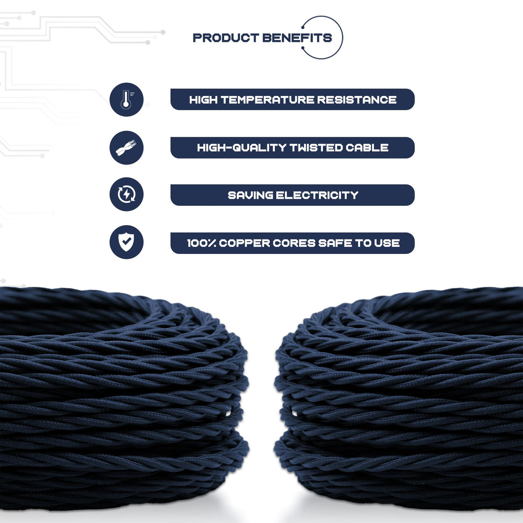 Electrical Cable 3 Core Braided Cord