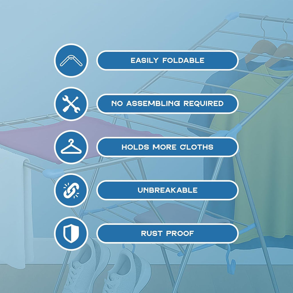 Foldable Compact Multi-Tier Stainless Steel Clothes Drying Rack for Laundry