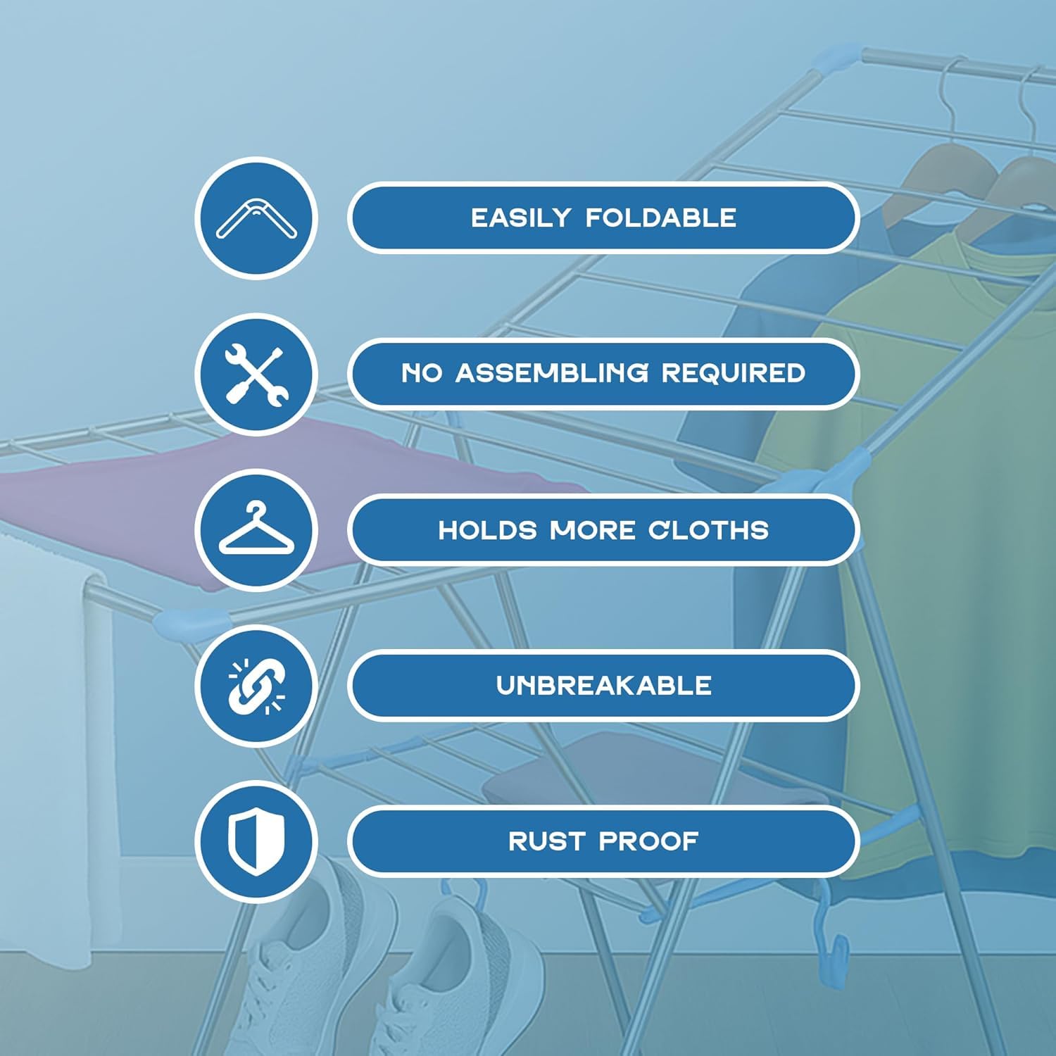 Foldable Compact Multi-Tier Stainless Steel Clothes Drying Rack for Laundry