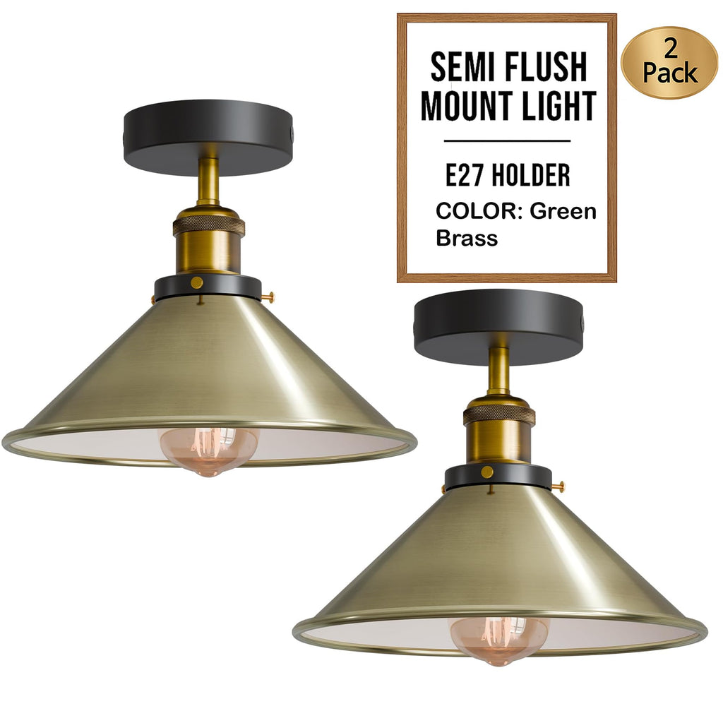 Stylish 2-Pack Modern Semi-Flush Mount Ceiling Lights with Metal Shade